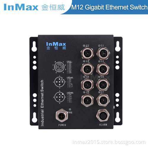 EN50155 M508B 24V X-code 8 Port M12 Railway Gigabit Industrial Ethernet Switch